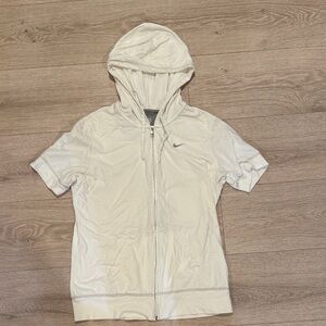 Nike White Short Sleeve Zip-Up Hoodie